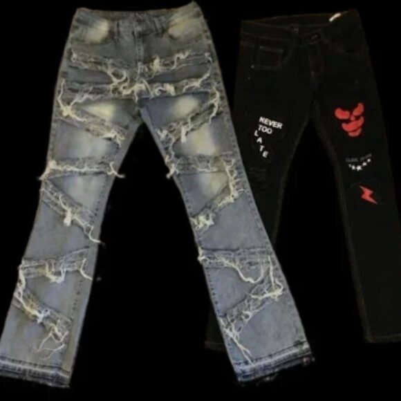 2 DISCOUNTED Y2K STYLE JEANS - Picture 1 of 4